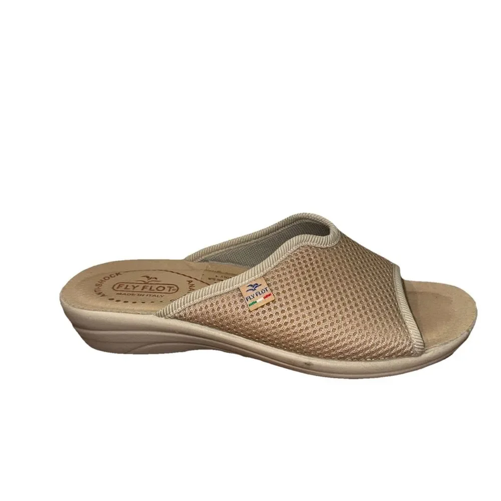 Fly Flot Sandals Womens 7.5 Tan Wedge Slides Slip On Casual Comfort Shoes 38
